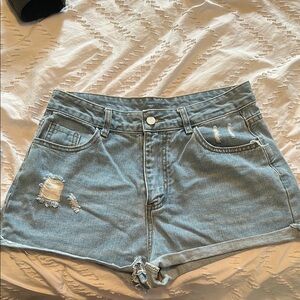 Denim Blue Distressed Women's Shorts